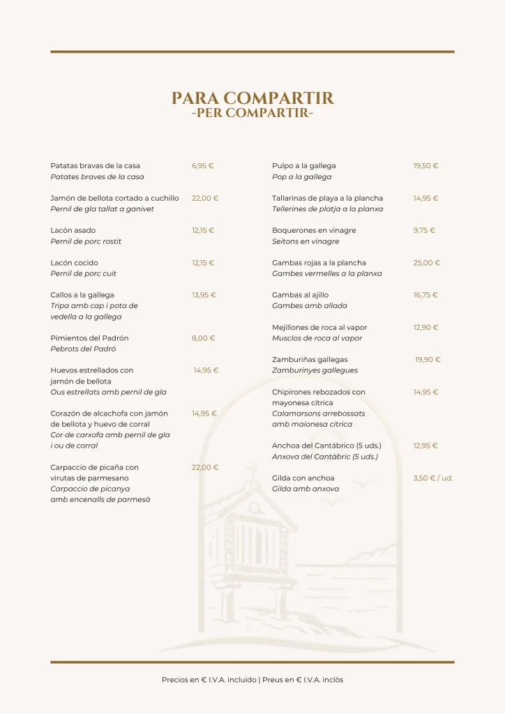 La carta: Para compartir