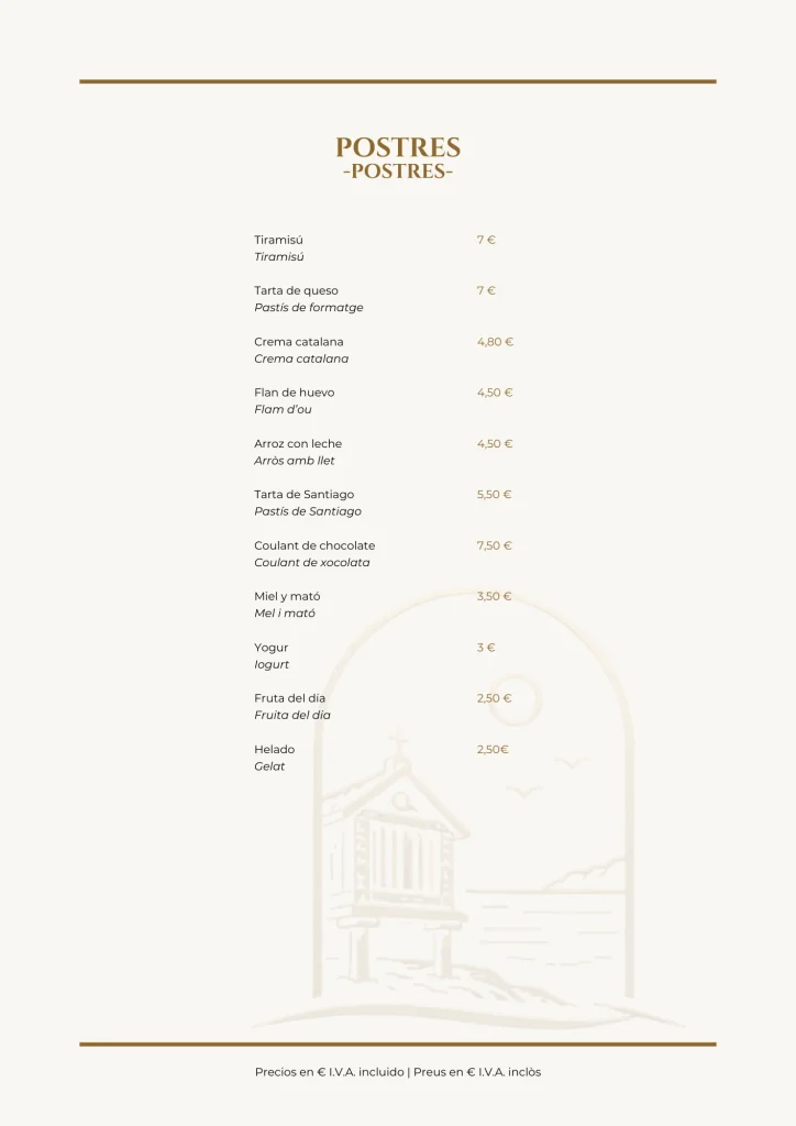 La carta: Postres